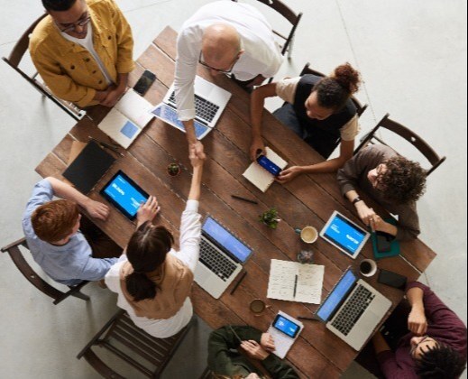 Recruitment team meeting with client